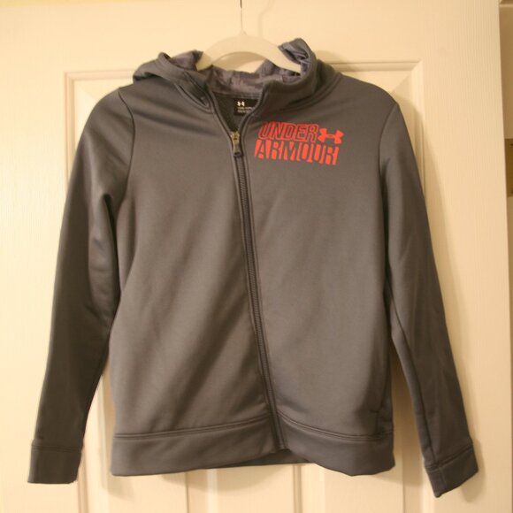 Under Armour Youth Full-Zip Hooded Sweatshirt, Size Youth Large, Gray - Picture 1 of 3